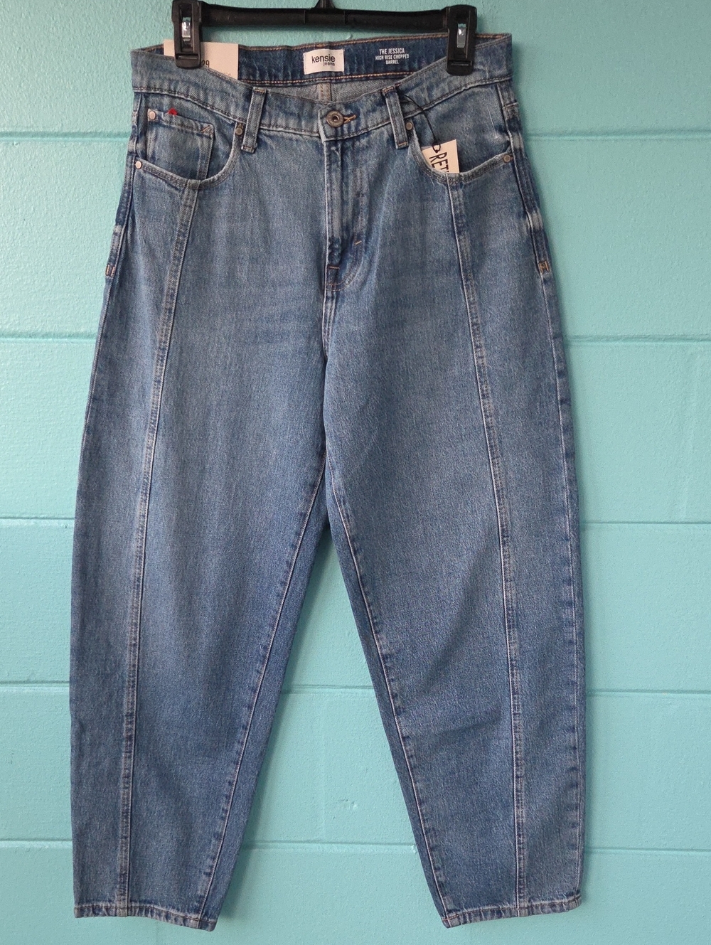 NWT "Kensie Jeans" The Jessica High Rise Cropped Barrel Jeans Woman's Size 8/29